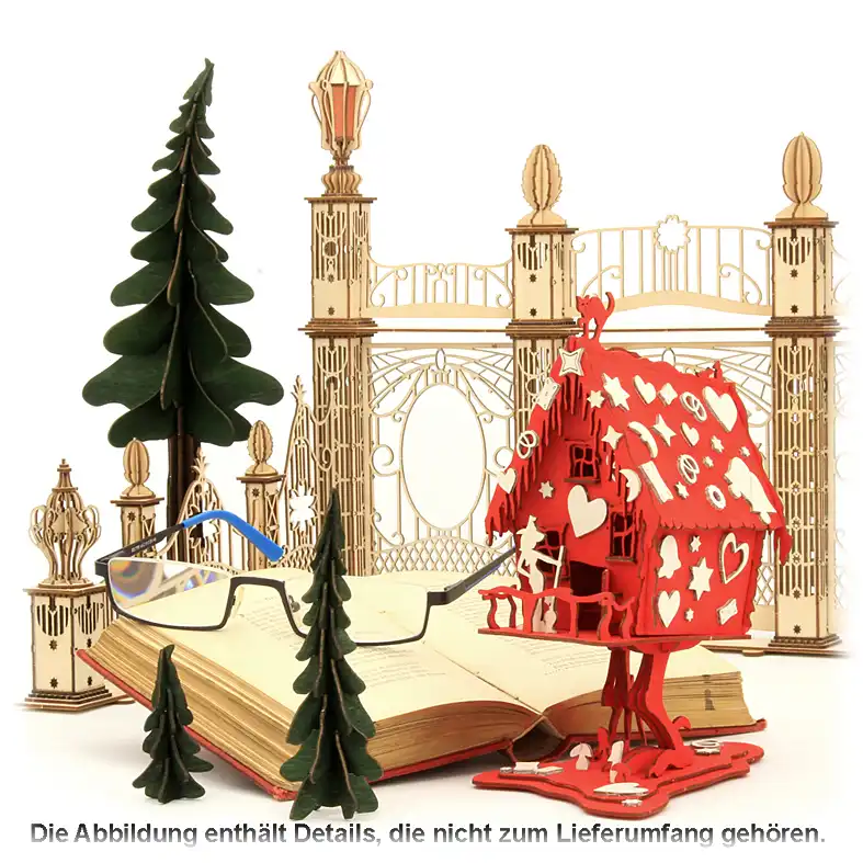 Bastelset Räucherhaus Pfefferkuchenhaus DAMASU Holzkunst aus dem Erzgebirge