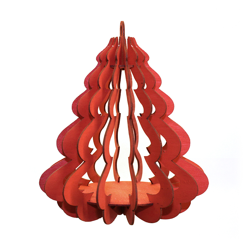 Baumbehang selber machen 3D Tannenbaum rot 16L