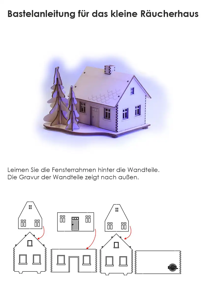 Holzbausatz Räucherhaus kleines Haus DAMASU Holzkunst aus dem Erzgebirge