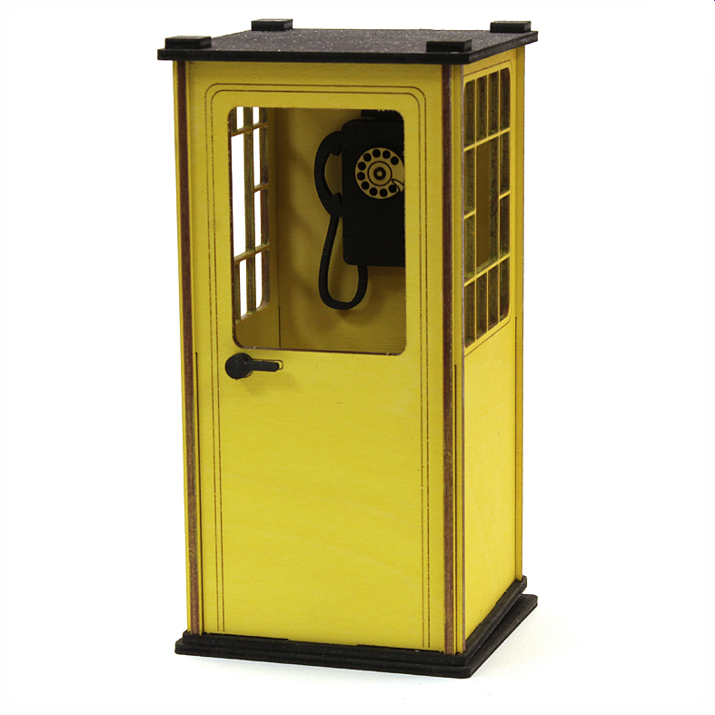 Bastelsatz Räucherhaus Telefonzelle gelb