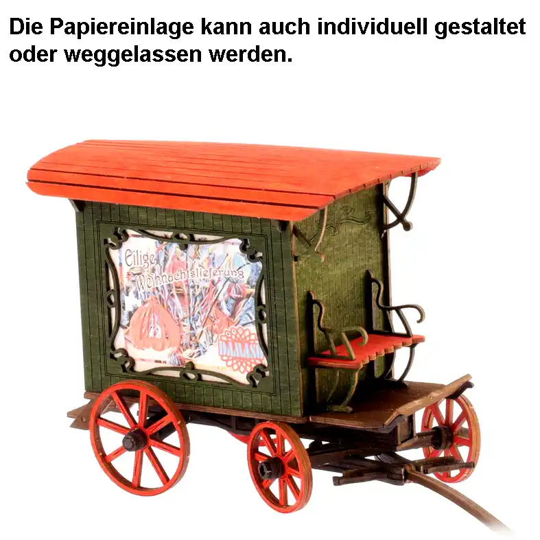 Holzbausatz Kutsche Kastenwagen DAMASU Holzkunst aus dem Erzgebirge