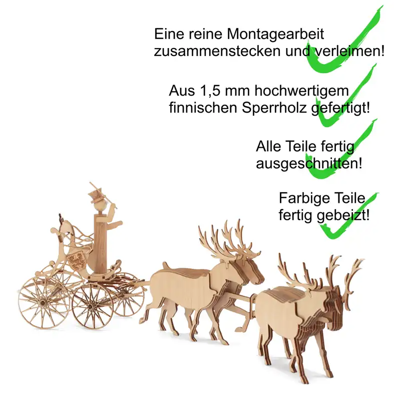 Holzbausatz Kutsche Pferdekutsche DAMASU Holzkunst aus dem Erzgebirge