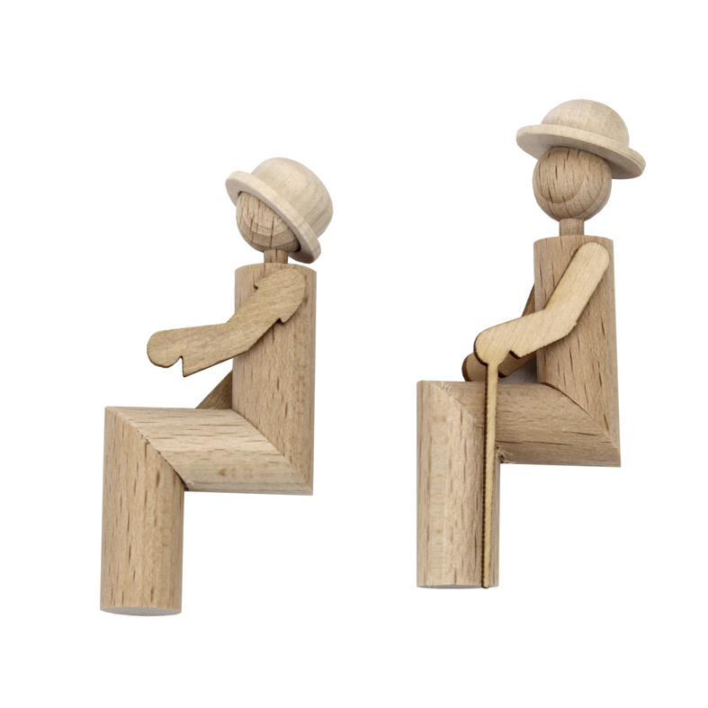 Bastel-Figuren - zwei sitzende Damen natur