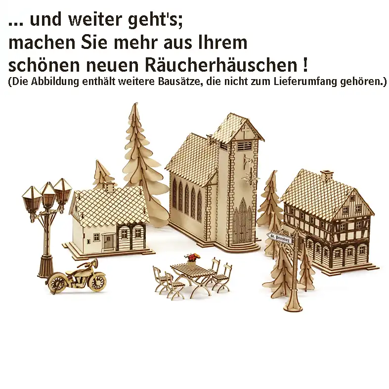 Holzbastelset Räucherhaus Lausitzer Dorf DAMASU Holzkunst aus dem Erzgebirge