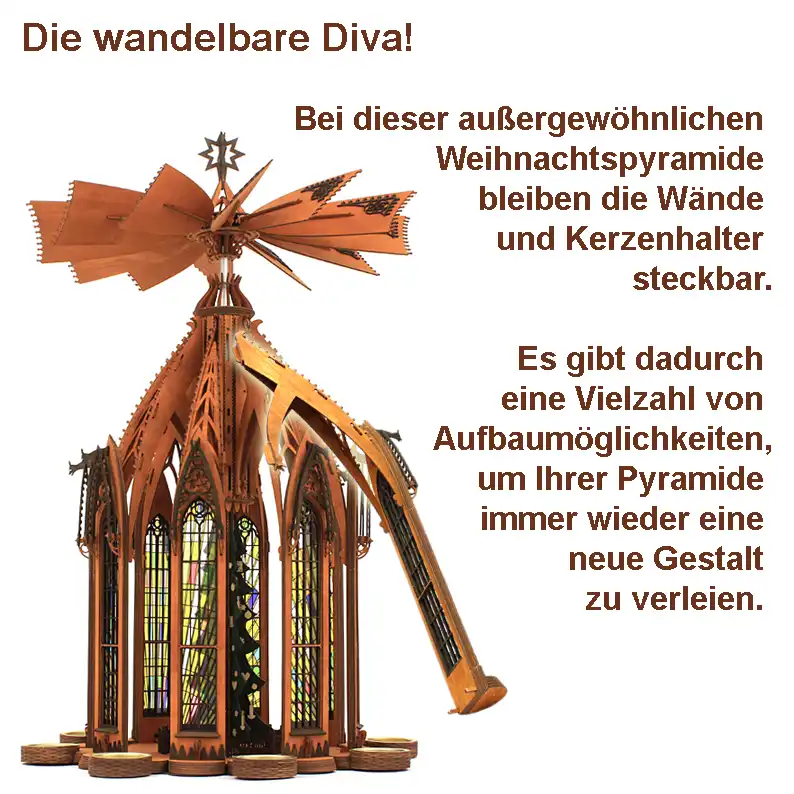 Holzbausatz Pyramide Kirche  DAMASU Holzkunst aus dem Erzgebirge