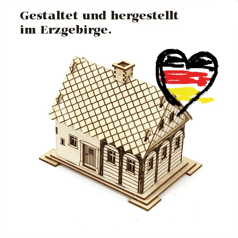 Bastelsatz Räucherhaus Wohnhaus DAMASU Holzkunst aus dem Erzgebirge