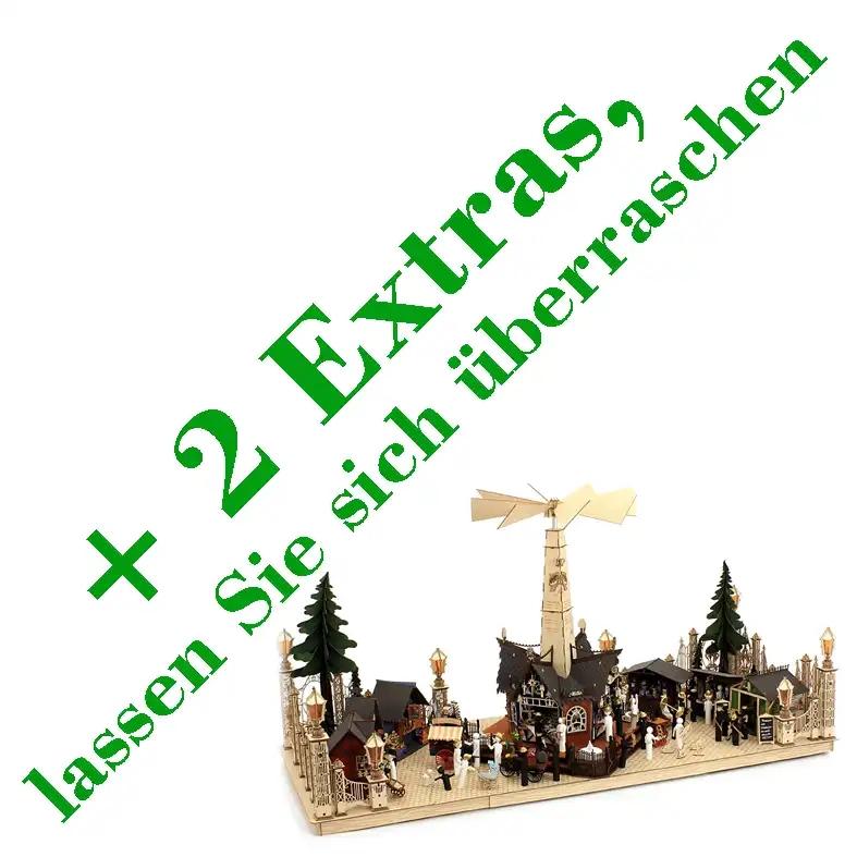 Bastelset Marktplatz Jahrmarkt DAMASU Holzkunst aus dem Erzgebirge