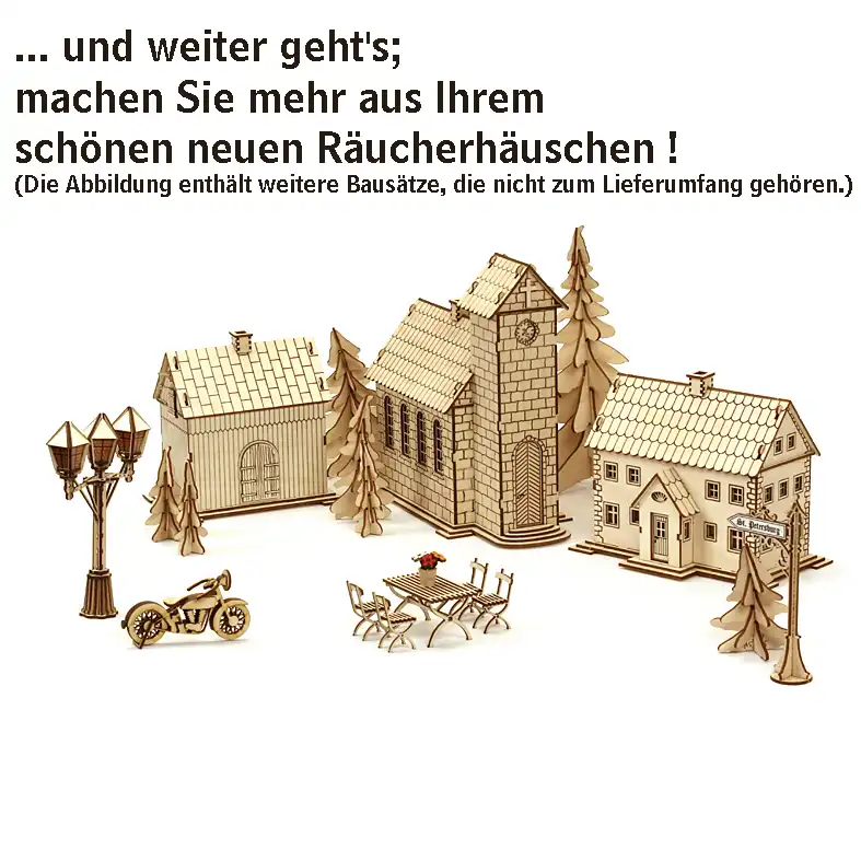 Holzbastelset Räucherhaus Kirche DAMASU Holzkunst aus dem Erzgebirge