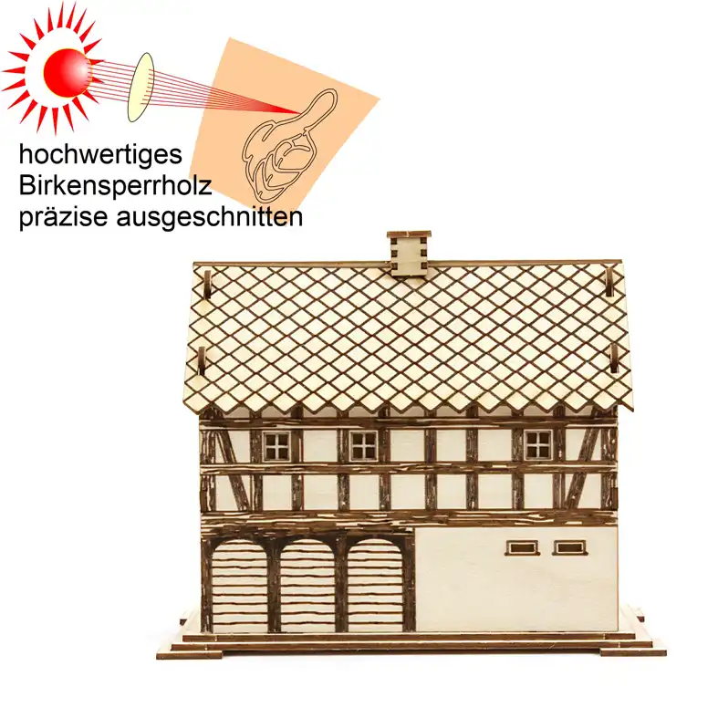 Holzbastelset Räucherhaus Lausitzer Dorf DAMASU Holzkunst aus dem Erzgebirge