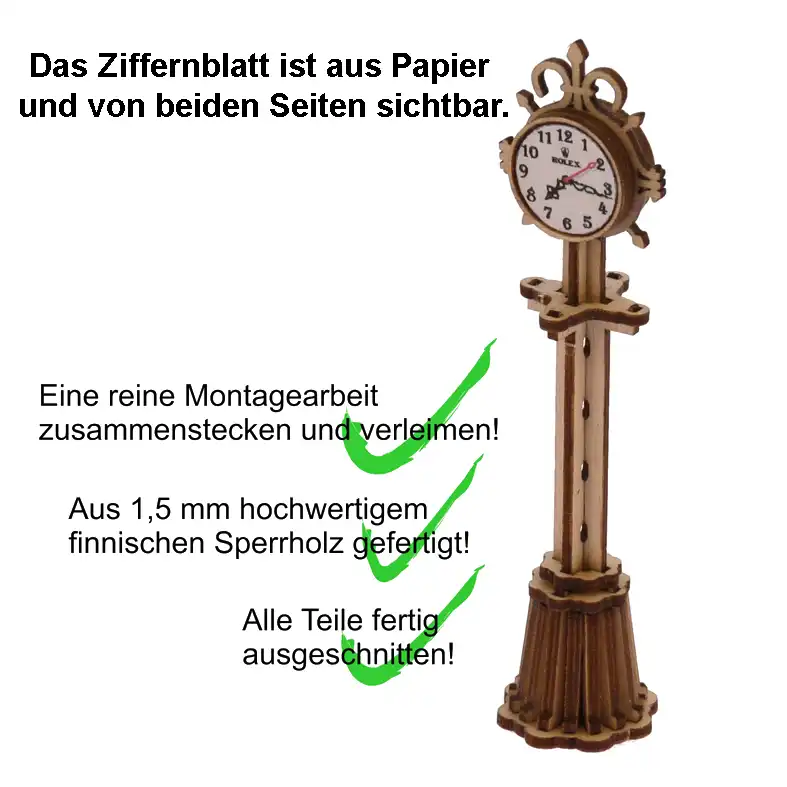 Bastelsatz Modellbauzubehör Uhr DAMASU Holzkunst aus dem Erzgebirge