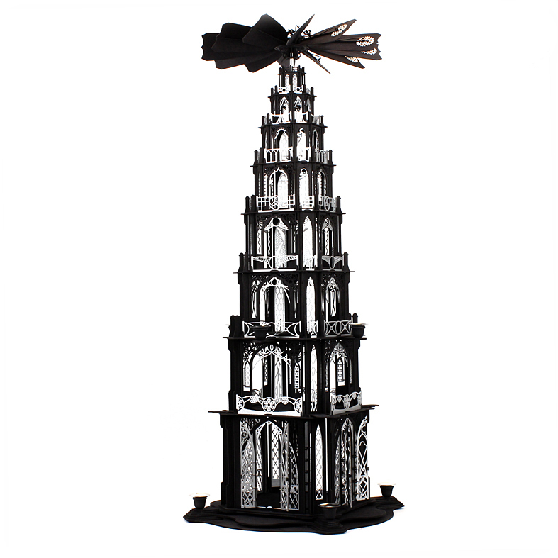 Bausatz Gotikpyramide mit 7 Et., schwarz/silber