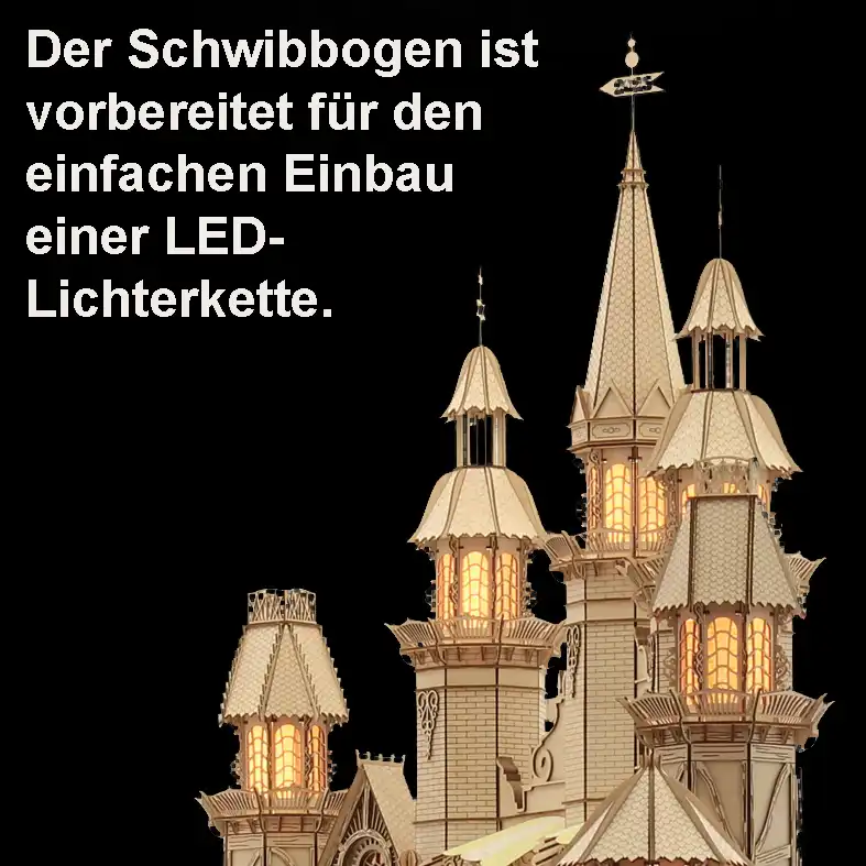 Bastelsatz Schwibbogen Stadtkulisse Weihnachtsberg DAMASU Holzkunst aus dem Erzgebirge