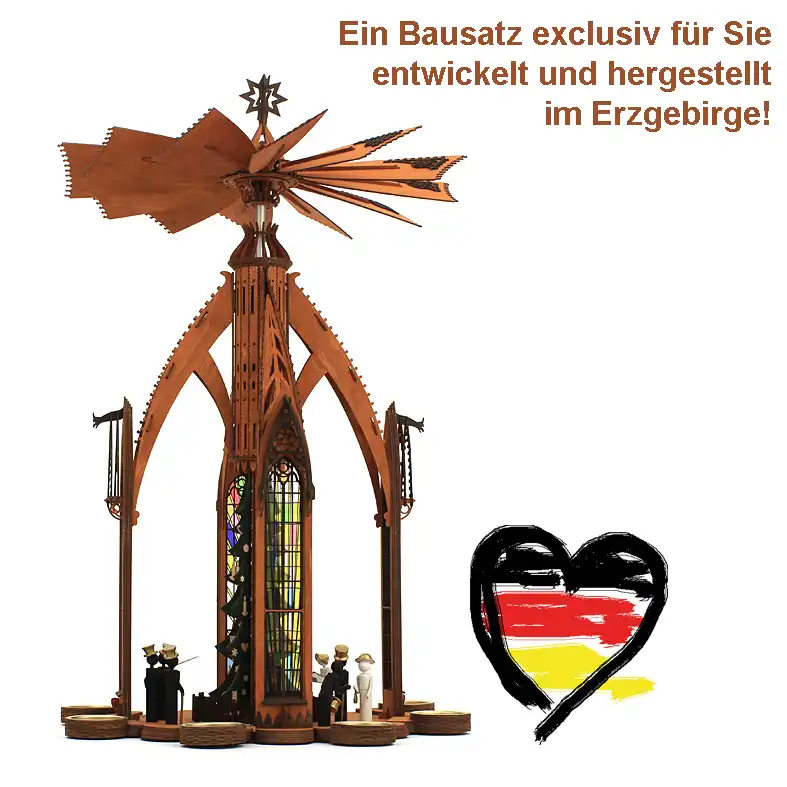 Bastelsatz Pyramide Kapelle DAMASU Holzkunst aus dem Erzgebirge
